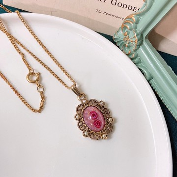 【西洋古董飾品】1949 Sarah Cov 閃爍設計 粉紅珍珠感 項鍊