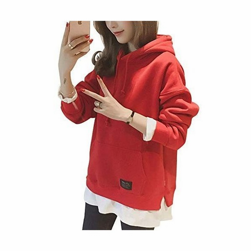 レディース 春 春物 重ね着風 フード付き パーカー シンプル Wa8 通販 Lineポイント最大0 5 Get Lineショッピング