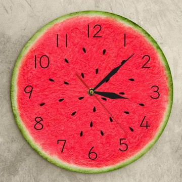 夏季西瓜切面墻面掛鐘創意水果主題數字時鐘家居客廳裝飾墻鐘跨境