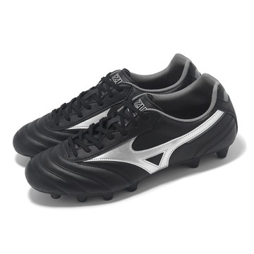 Mizuno 足球鞋 Morelia II Club 男鞋 黑 銀 皮革 抓地 運動鞋 美津濃 P1GA2416-03