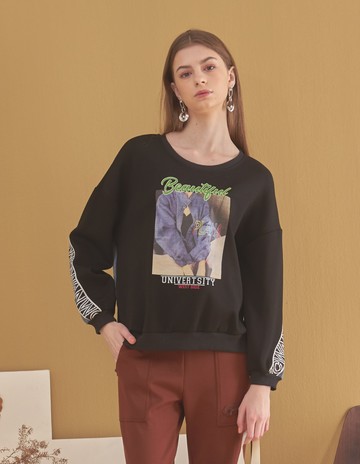 ★【喜芝梅】漂亮女孩學院風T恤上衣(黑色；M-2L) 224600922