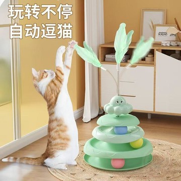 👑爆款推薦👑章魚貓咪轉盤羽毛貓咪  玩具    逗貓棒  貓咪自嗨  玩具  旋轉  逗貓棒  轉盤