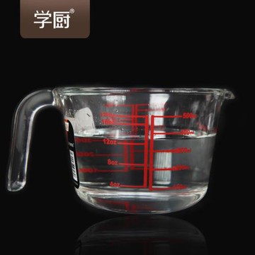 學廚500ml毫升容量耐高溫玻璃可冷藏計量杯家用模具家用烘焙工具