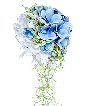 婚禮花束藍色雞蛋花婚禮花束胸花藍色珍珠人造花人造花花束小型緊