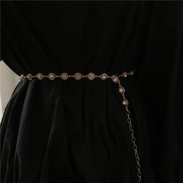 歐美花朵金屬腰鏈女配飾百搭時尚連衣裙子襯衫西裝腰帶裝飾收腰潮