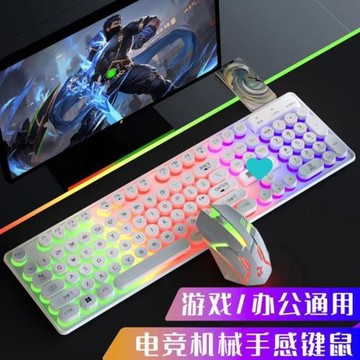 電競機械手感游戲鍵盤有線臺式機筆記本電腦通用有線鍵鼠發光