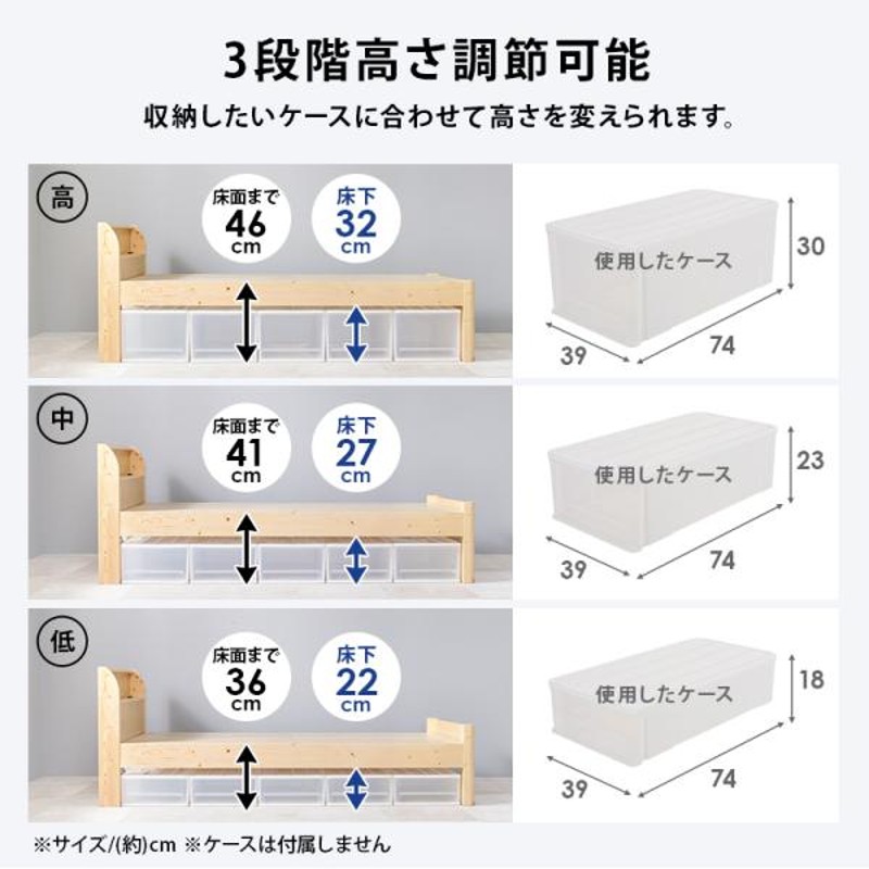 ベッド ベッドフレーム シングル 安い 収納 すのこ 白 おしゃれ 木製