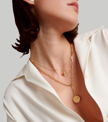 FoundRae Karma Clip 18kt gold chain necklace with diamonds