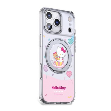 三麗鷗iPhone17/16/15/14/13/12 360旋轉磁吸立架殼-咖啡杯凱蒂