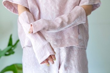 【芍藥染】有機棉 楊柳織佈防曬護臂套