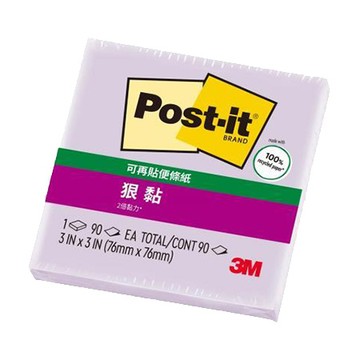 3M Post-it利貼狠黏便條紙/654-1SSOF/76x76mm/淺紫/90張/本