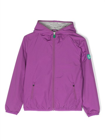 Save The Duck Kids - logo-detail hooded jacket - kids - Cotton/Recycled Nylon/Recycled Polyester - 2 yrs - Purple