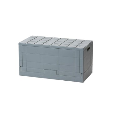 【日本岩谷Iwatani】Grid格子磚可堆疊摺疊收納椅-38.5L灰