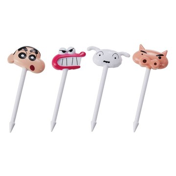 asdfkitty*蠟筆小新8入食物叉/三明治叉/宴會點心叉/水果叉-裝飾便當-日本正版商品