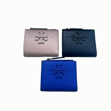 Tory burch Mcgraw系列拉鍊紐扣皮革女士短零錢包 45246(預購)【 購物節優惠 ★ 菲尼斯 國際精品 3折起 】