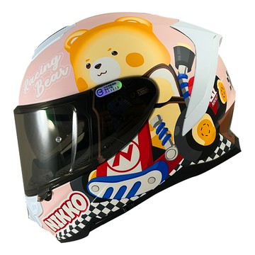 Nikko N806 / N-806 安全帽 Q熊卡丁車 果醬粉 浮動式鏡座 全罩 排扣 內藏墨鏡