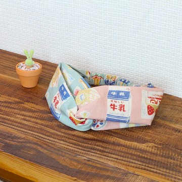 手勾手髮帶-日本牛奶 鬆緊交叉頭巾 兒童母女寶寶 彈性寬版頭帶