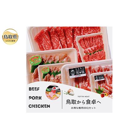 ふるさと納税 と23-11 鳥取県産　焼肉セット ２kg(６〜８人前) 牛肉 豚肉 鶏肉 焼き肉 バーベキュー BBQ ファミリーセット 鳥取県