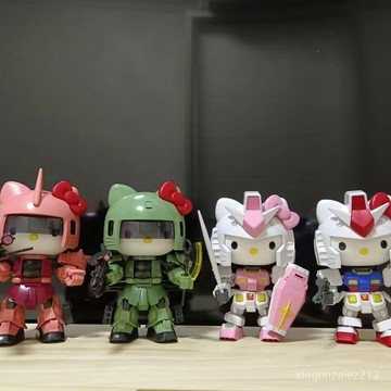 🔥臺灣出貨🔥新廠對決快貨HELLO KITTY元祖紮古 拚裝高達模型手辦送支架