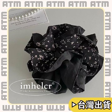 🔥臺灣出貨🔥可開發票✅輕飾時光森系高級感黑色碎花小蠻腰大腸髮圈韓國復古文藝扎丸子頭髮繩髮飾