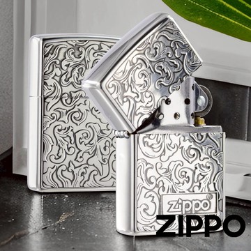 【ZIPPO官方旗艦店】 優雅唐草(仿古銀)防風打火機 日本設計 官方正版 現貨 送禮 終身保固 ZA-3-6A