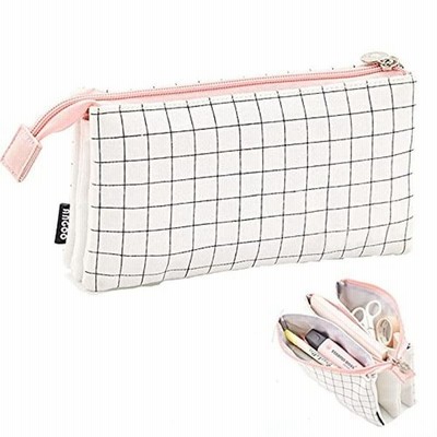 帆布 ペンケース 大容量 かわいい鉛筆ボックス おしゃれ 多機能収納ケース 格子の筆箱 女の子 小学生 中学生 高校生 大学生 社会人用 文具ケース 通販 Lineポイント最大get Lineショッピング