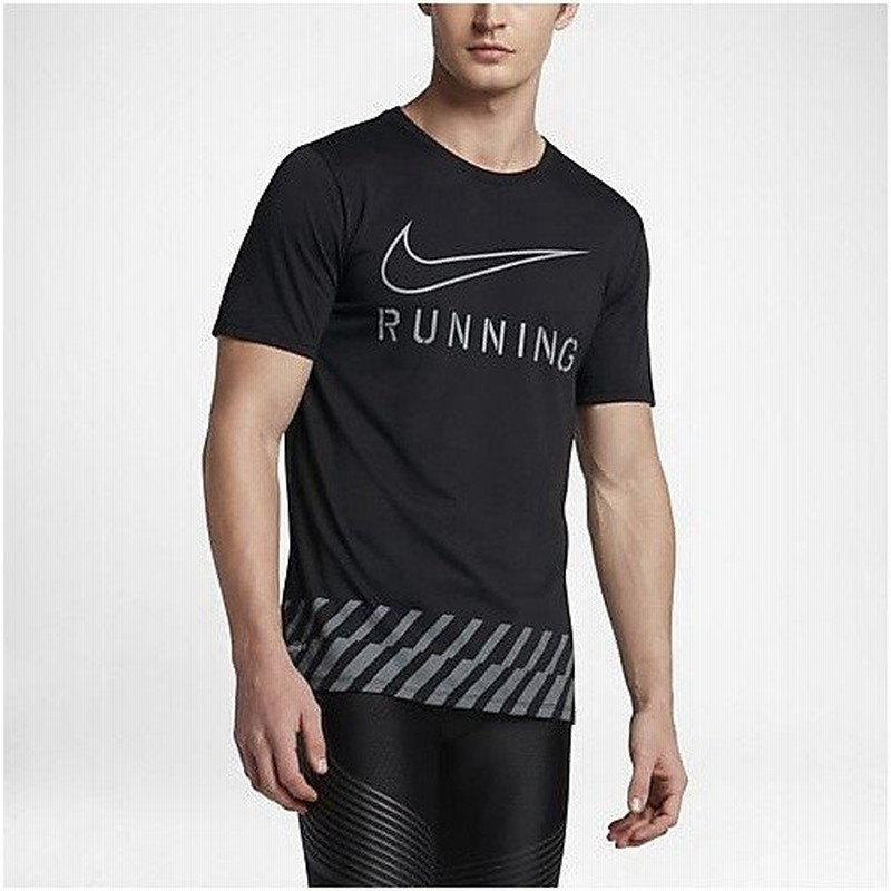 Nike ナイキ ランニング メンズ半袖tシャツ ナイキ Dri Fit ブレンド ストライプ スウッシュ Tシャツ 16 010 メンズ ブラック 通販 Lineポイント最大0 5 Get Lineショッピング