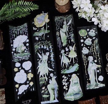 雨微盈綠 PET 紙膠帶 貝殼光 10米卷