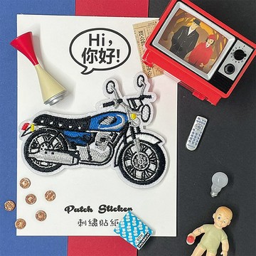刺繡貼紙-檔車經典藍