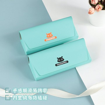 e88提夫尼藍創意輕便近視太陽眼鏡盒 原創太公熊簡約墨鏡盒軟包