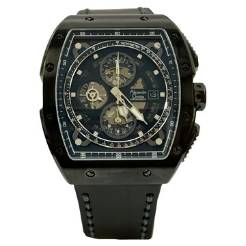 Alexandre Christie 方型三眼計時男錶  黑色