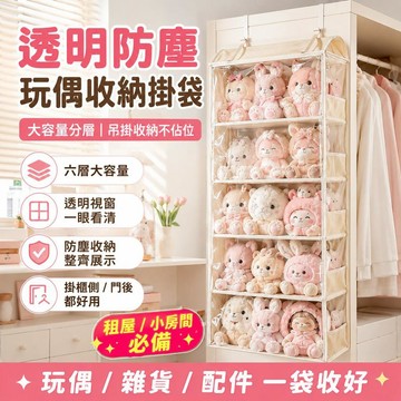 🔥透明公仔娃娃收納袋 門後壁掛展示袋 毛絨玩偶收納掛袋 全封閉防塵收納袋 臥室宿舍玩偶展示 家用整理 實用耐用款式推薦