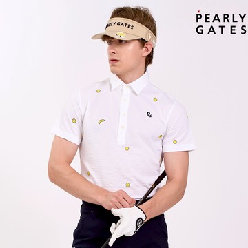 【ṔEARLY GATES】男款白色凹凸織紋帶來爽觸感流暢剪裁短袖POLO衫 JGV20417