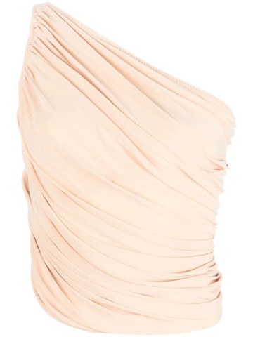 Norma Kamali - draped one-shoulder top - women - Polyester/Spandex/Elastane - XS - Neutrals