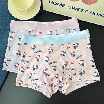 男士內褲HelloKitty可愛卡通純棉襠平角四角褲2025新款男生kt男款