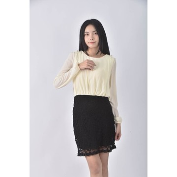 (S) eyescream拼色白色洋裝二手衣