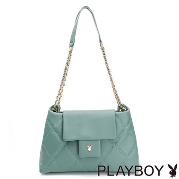 PLAYBOY - 肩背包 菱格系列 - 藍綠色