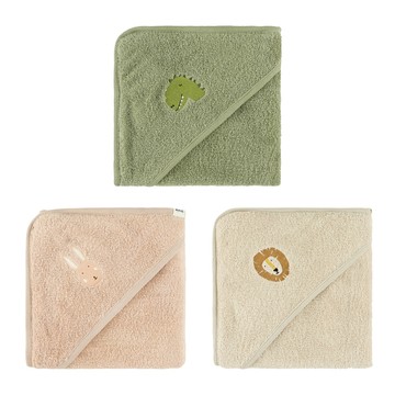 比利時【Trixie】動物刺繡有機棉連帽浴巾-多款可選 斗篷浴巾 連帽浴巾 寶寶浴巾 嬰兒浴巾 兒童浴袍