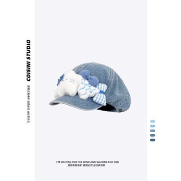 時尚設計師款可愛百搭Y2K星星蝴蝶結八角帽女顯臉小穿搭畫家帽子