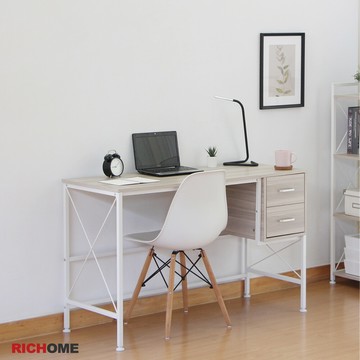 richome奈特120cm北歐風雙抽屜工作桌/電腦桌/辦公桌/書桌 (時尚白色款)