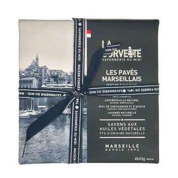 LA CORVETTE 法釩馬賽莊園 馬賽香氛皂禮盒 - 薰衣草、栗子蜂蜜、金銀花、甜杏仁 法國原裝進口  125g  1盒