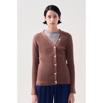 AVVJOY不對襯針織毛衣外套合身版型不對襯設計袖口小喇叭