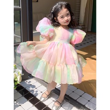 女童夏季連衣裙兒童公主裙2025新款女孩裙子蓬蓬紗裙洋氣寶寶夏裝