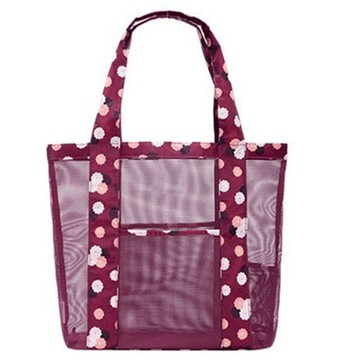 E.City_韓版加厚大網格購物袋(酒紅色)