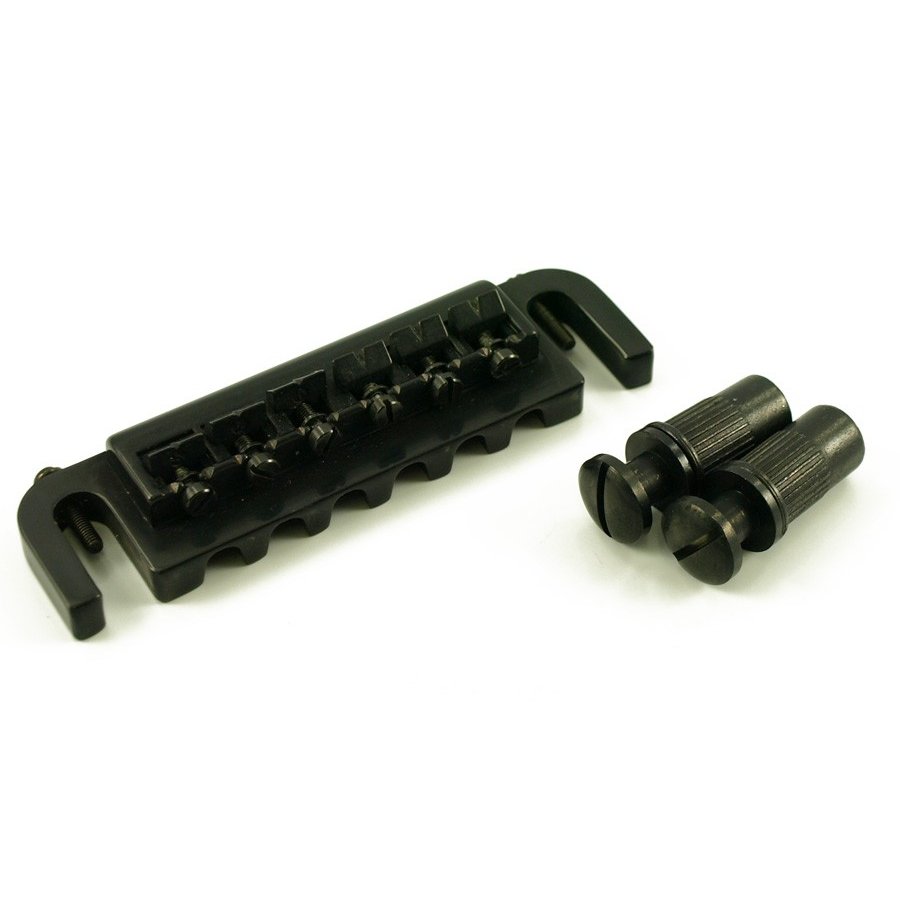 WD MUSIC INTONATABLE COMBO BRIDGE TAILPIECE BLACK (INCLUDES METRIC STUDS AND INSERTS)