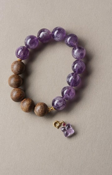 紫羽極光 未時vishi正品天然紫水晶手鏈奇楠沉香木串珠九紫離火女