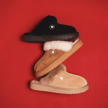 【日本京都聯名】HAPPYFACE 時髦指標保暖穆勒鞋 黑 (7E2954)