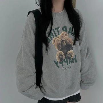 Vuja de 純棉衛衣 大學t 薄衛衣 長袖上衣 oversize 大學t 潮流衣服 ins風 刷毛 印花 秋冬上衣