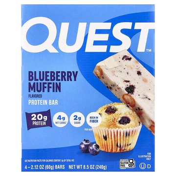 Quest Nutrition, 蛋白棒，藍莓鬆餅味，4 根，每根 2.12 盎司（60 克）