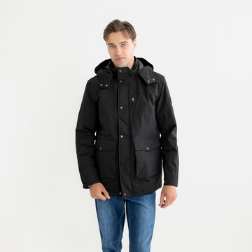 【Retro Casual】男裝-可拆帽立領舖棉外套-黑色